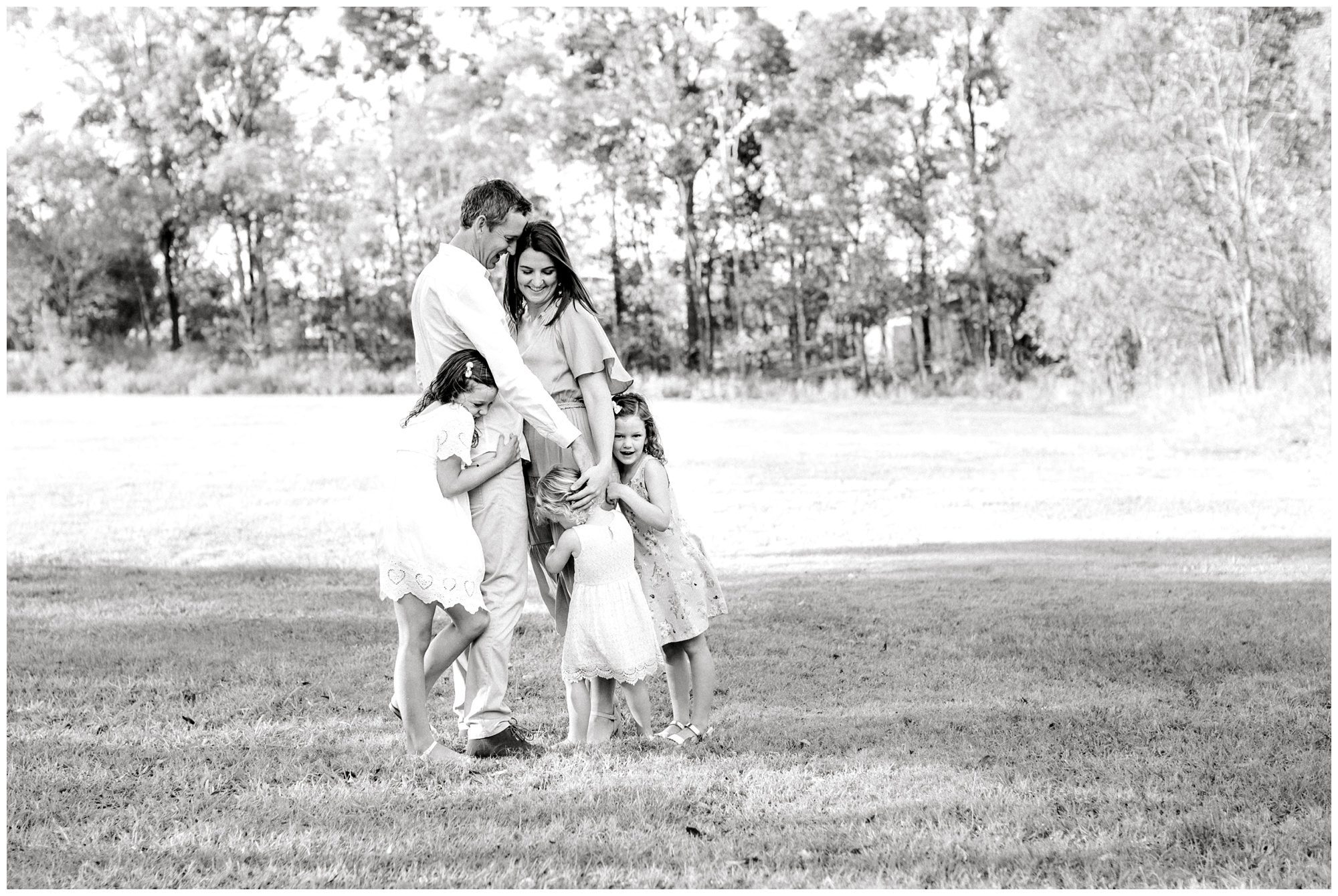 B & W outdoor candid family portraits Brisbane Photography